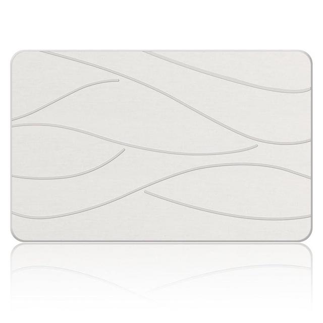 Veeloim Stone Bath Mat Diatomaceous Earth Shower Mat Non-Slip Super Absorbent Stone Bath Mats for Bathroom Floor Quick Drying Diatomite Bath Mat Stone Easy to Clean(24×16" White)