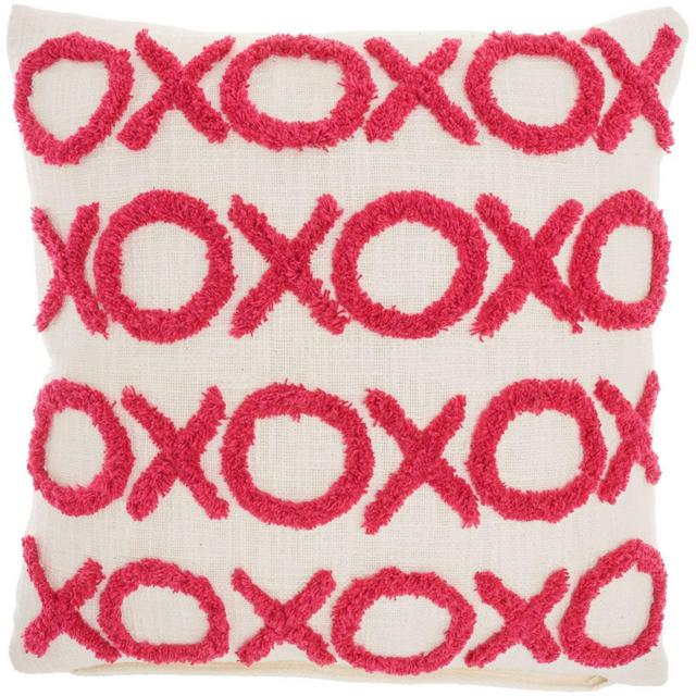 18"x18" Life Styles Tufted 'XOXO' Square Throw Pillow Hot Pink - Mina Victory