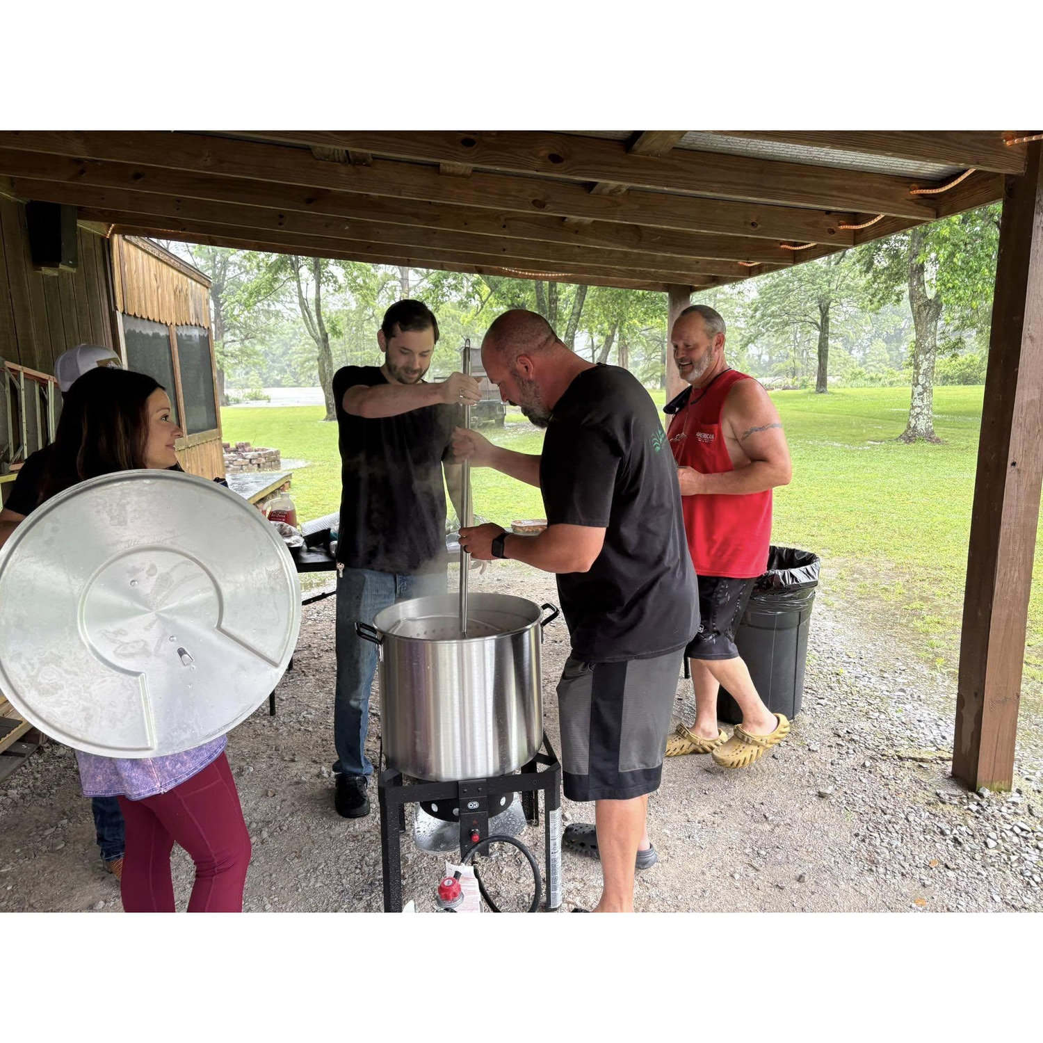 John, Jenni, Matt and Jeff starting up a Crab Boil!