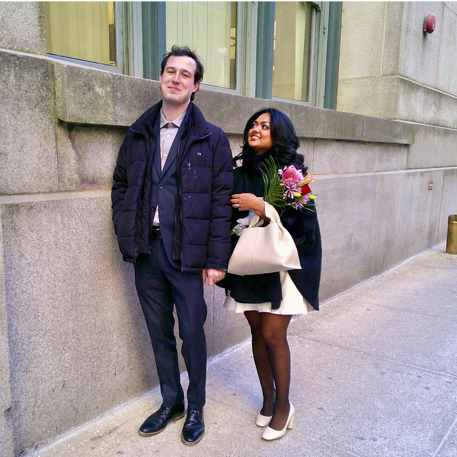 Leaving the courthouse as husband and wife!