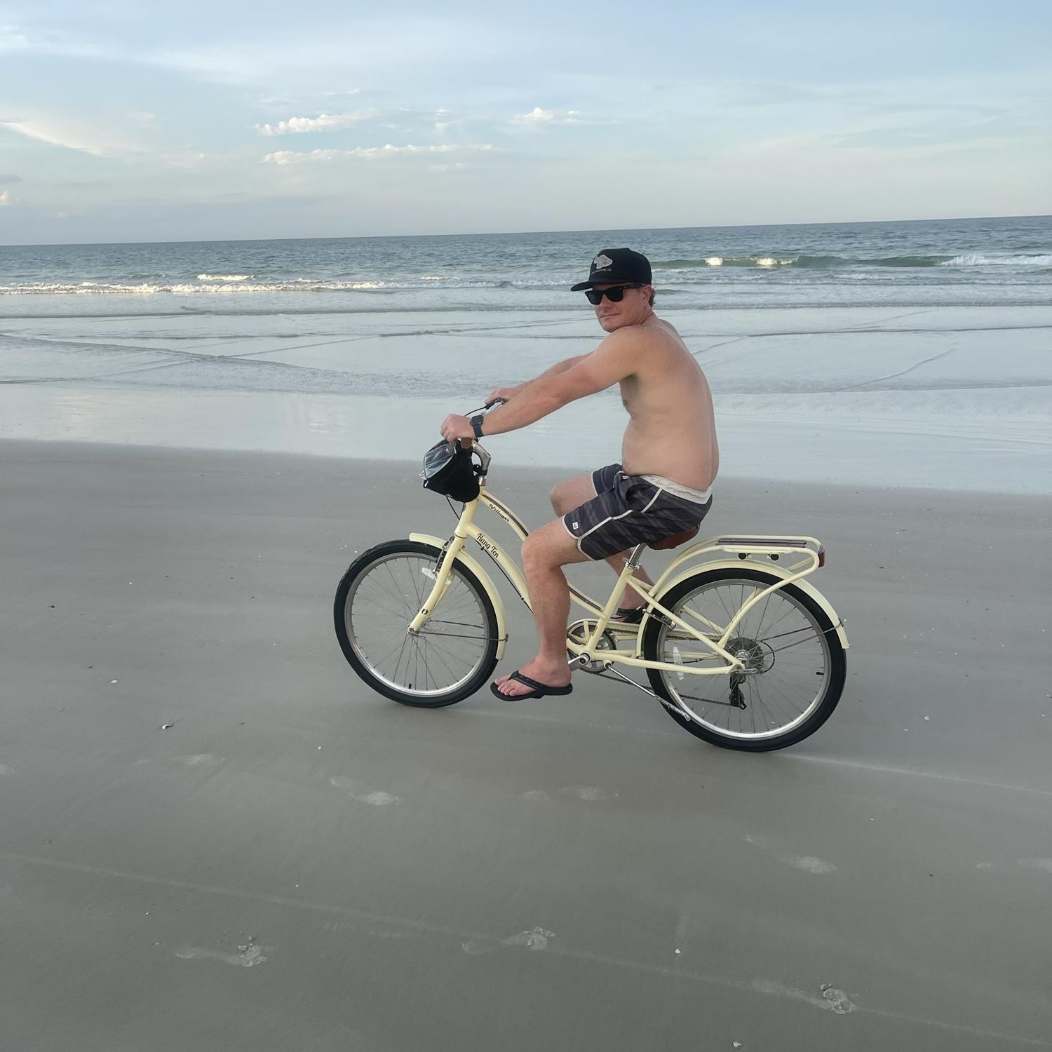 On a road trip to move Kim to Denver. Stopping on the Florida East Coast. Driving on the beach and biking allowed!