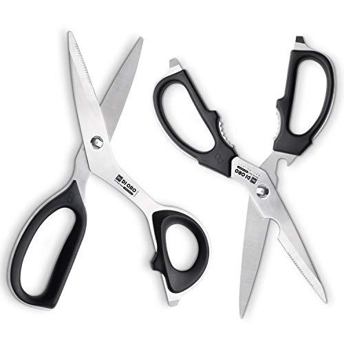 All-New Di Oro 2-Piece Stainless Steel Kitchen Scissor Set - Heavy-Duty Come-Apart Kitchen Shears for Poultry, Meat, Herb Cutting and More - Multi-Purpose and Offset Scissors - Dishwasher Safe