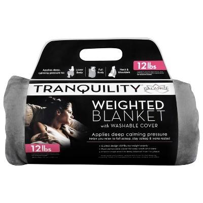 12lbs Weighted Blanket with Removable Cover Gray - Tranquility