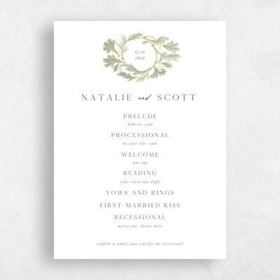 Sage, Green Wedding Program - Briar Foil