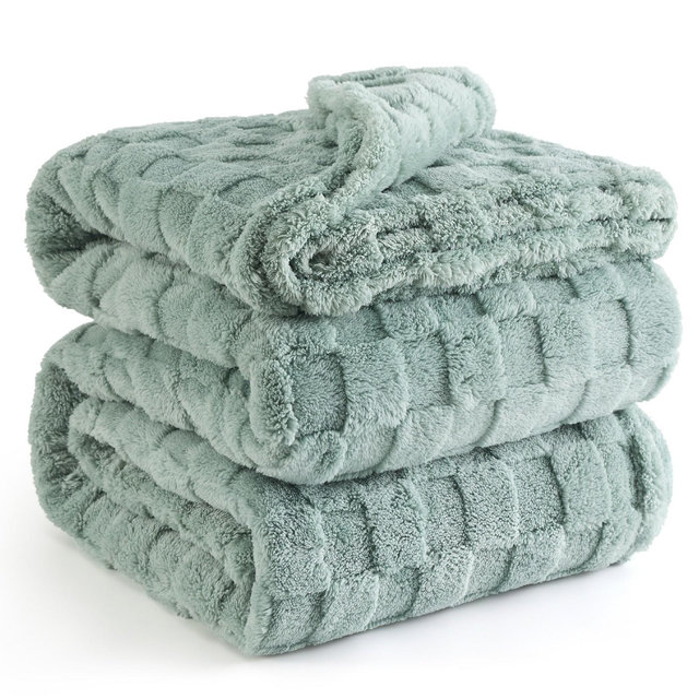 Cute Soft Cozy Checkered 260GSM Queen Blanket for Couch Twin Size Jadeite - Cozy Comfort by Bedsure