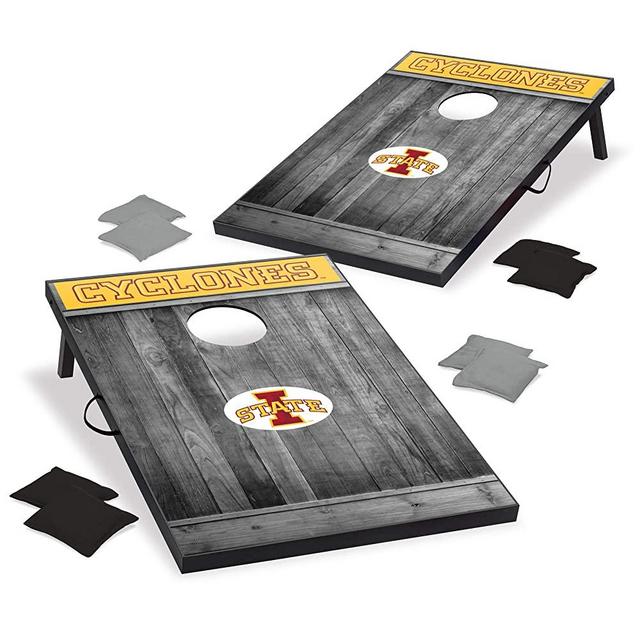 CAA College Cornhole Boards, 2' x 3' Grey MDF Wood Design by Wild Sports - Comes with 8 corn hole bags in team colors, Great for Football Tailgates
