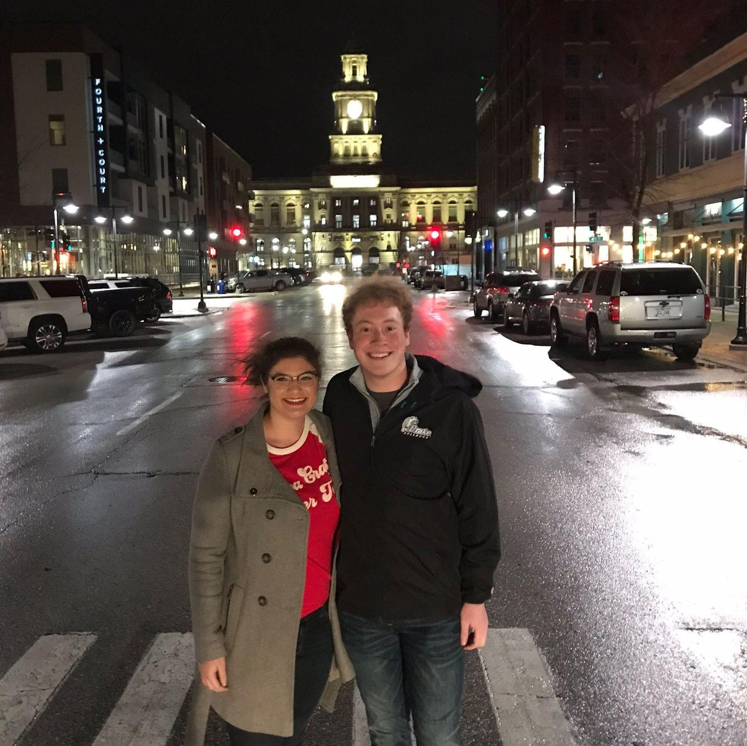Dec 2019: Saylor joins the Carlson family at the family restaurant, Court Ave. Restaurant & Brewing Co. It was the first time he met Kristin, Scott, Garrett, Wyatt, and Leigh's uncle Grant!