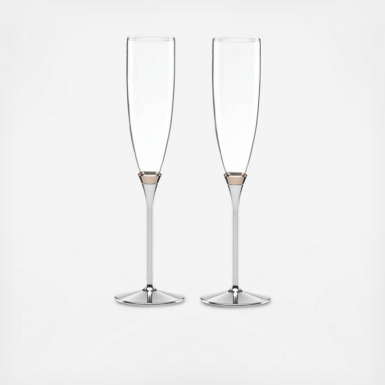 Rosy Glow Toasting Flute Pair