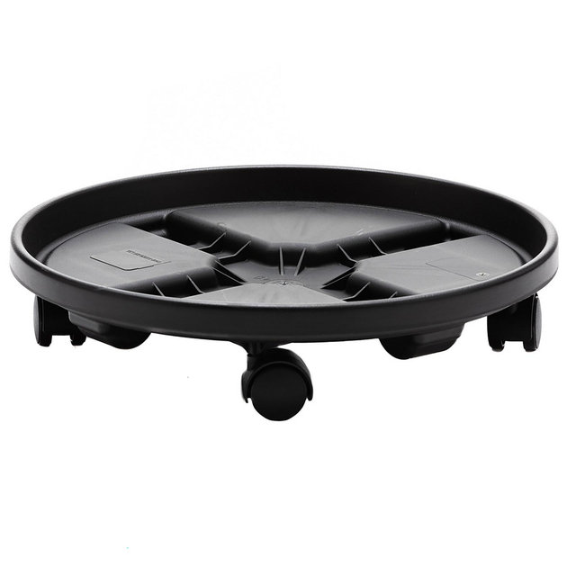 Bloem 16" Round Planter Caddy Stand Tray with Wheels, Black