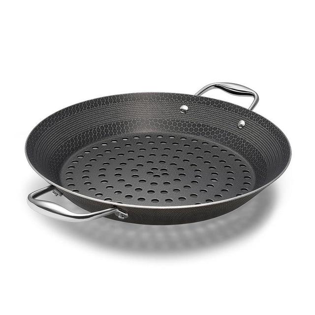 HexClad Barbeque Grill Pan, Hybrid Non-Stick Surface, Perforations for Searing and Smoking, Dishwasher and Metal Utensil-Friendly