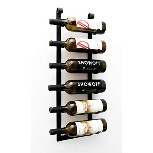 VintageView Wall Series - Le Rustique 6 Bottle Wall Mounted Wine Rack Stylish Modern Wine Storage with Label Forward Design