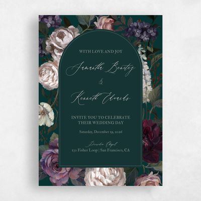 Dark Emerald, Green Wedding Invitation - Mystic Portrait