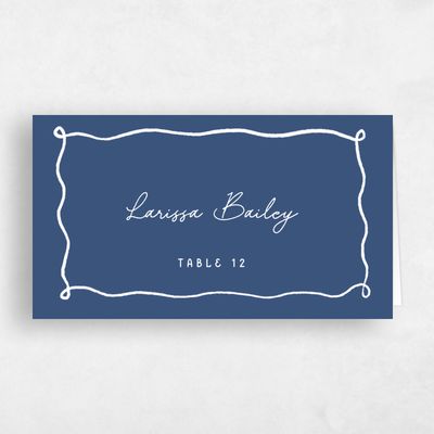 Dark Cobalt, Blue Wedding Place Card - Nesso