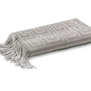 Greek Key Cashmere Throw, Steeple Gray