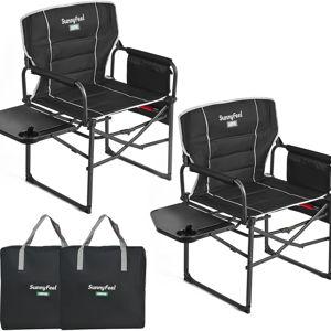 SUNNYFEEL Camping Directors Chair - Padded Black, 2 set