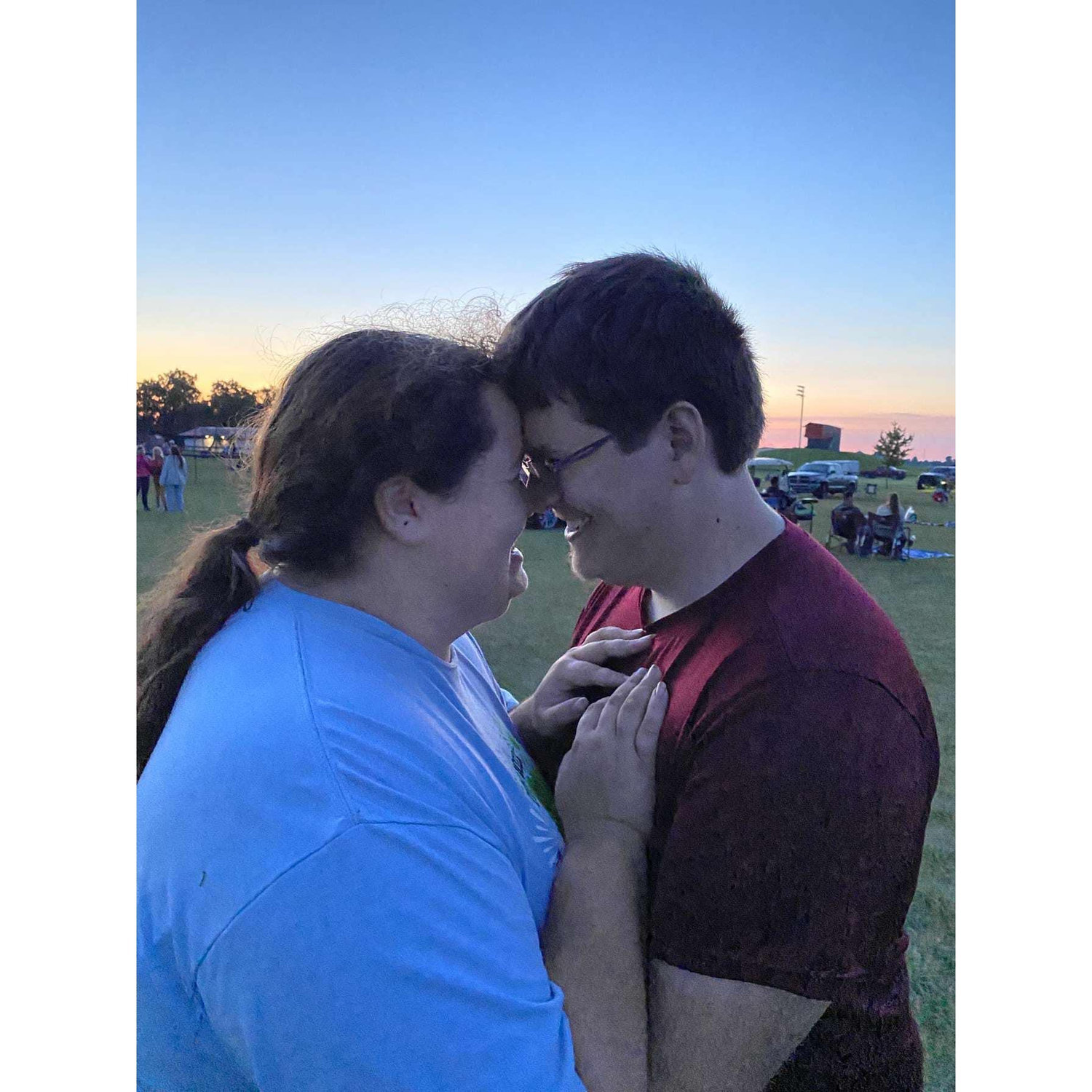 We were laughing and having fun before fireworks when a close friend snapped a photo.