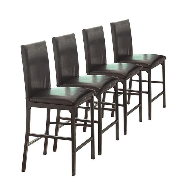 Homelegance Tempe PU Upholstered Counter Height Chair (Set of 4), Dark Brown