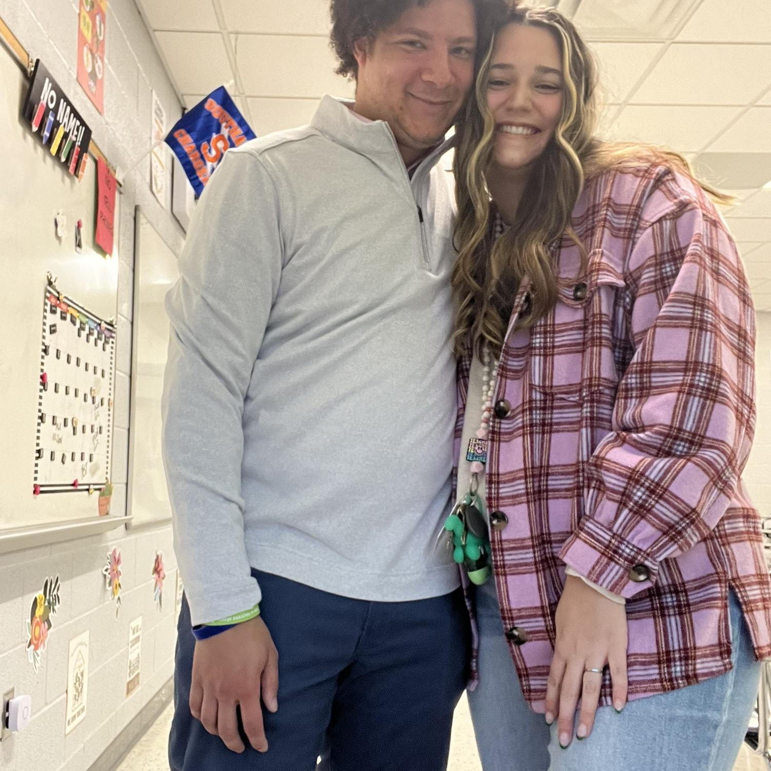First day of school , as an official couple.