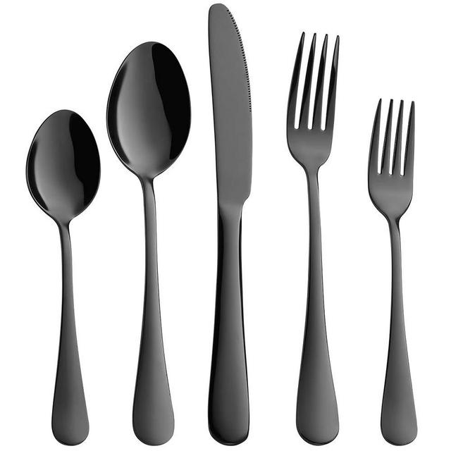 Devico 20-Piece Flatware Set, Stainless Steel Utensil Silverware Metal Cutlery Sets with Forks Spoons Knives, Reusable, Dishwasher Safe, Service for 4 (20-Piece Black)