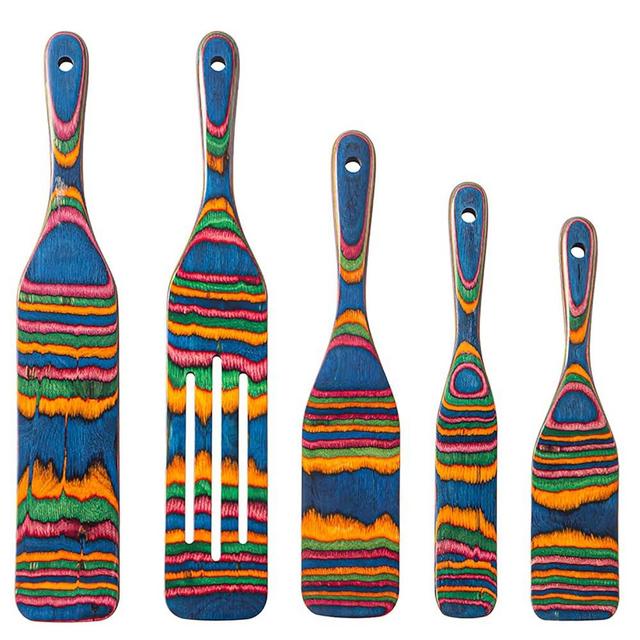Pakkawood Spurtle Set,Gadamaye 5 Pcs Wooden Spurtle Set,Wooden Spoons for Cooking,Wooden Utensils for Cooking,Spurtles Kitchen Tools As Seen On Tv