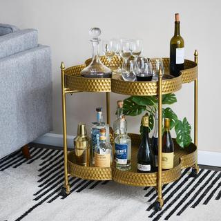 Vintage Clover-Shaped 2-Tier Bar Cart