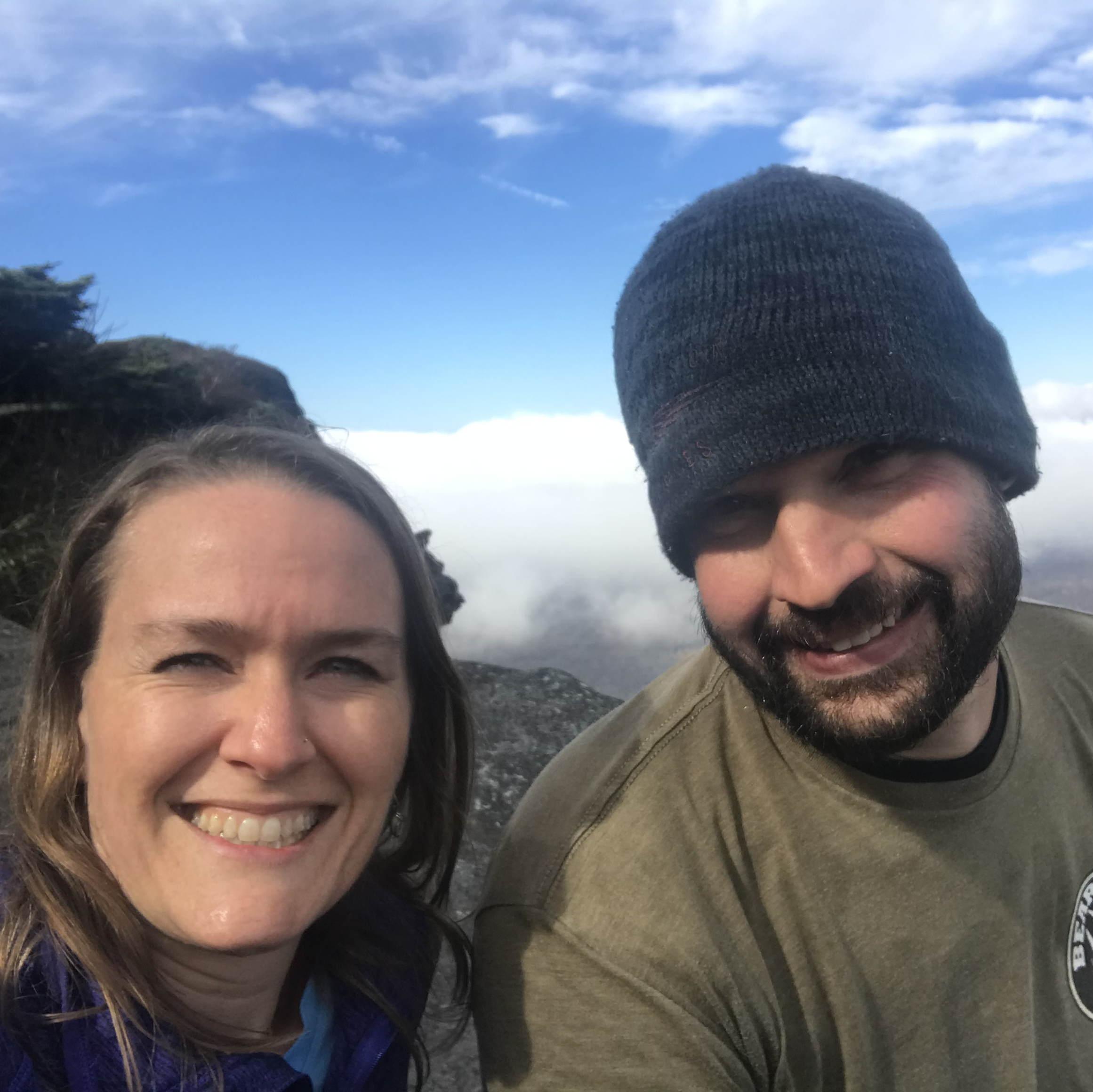 This is our first picture together. It was our second date. We hiked up Grandfather Mountain in Boone, NC.