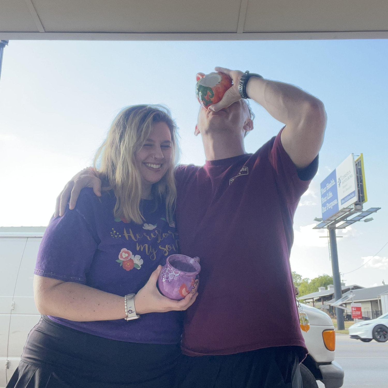 Second date picking up the mugs we painted on the first date