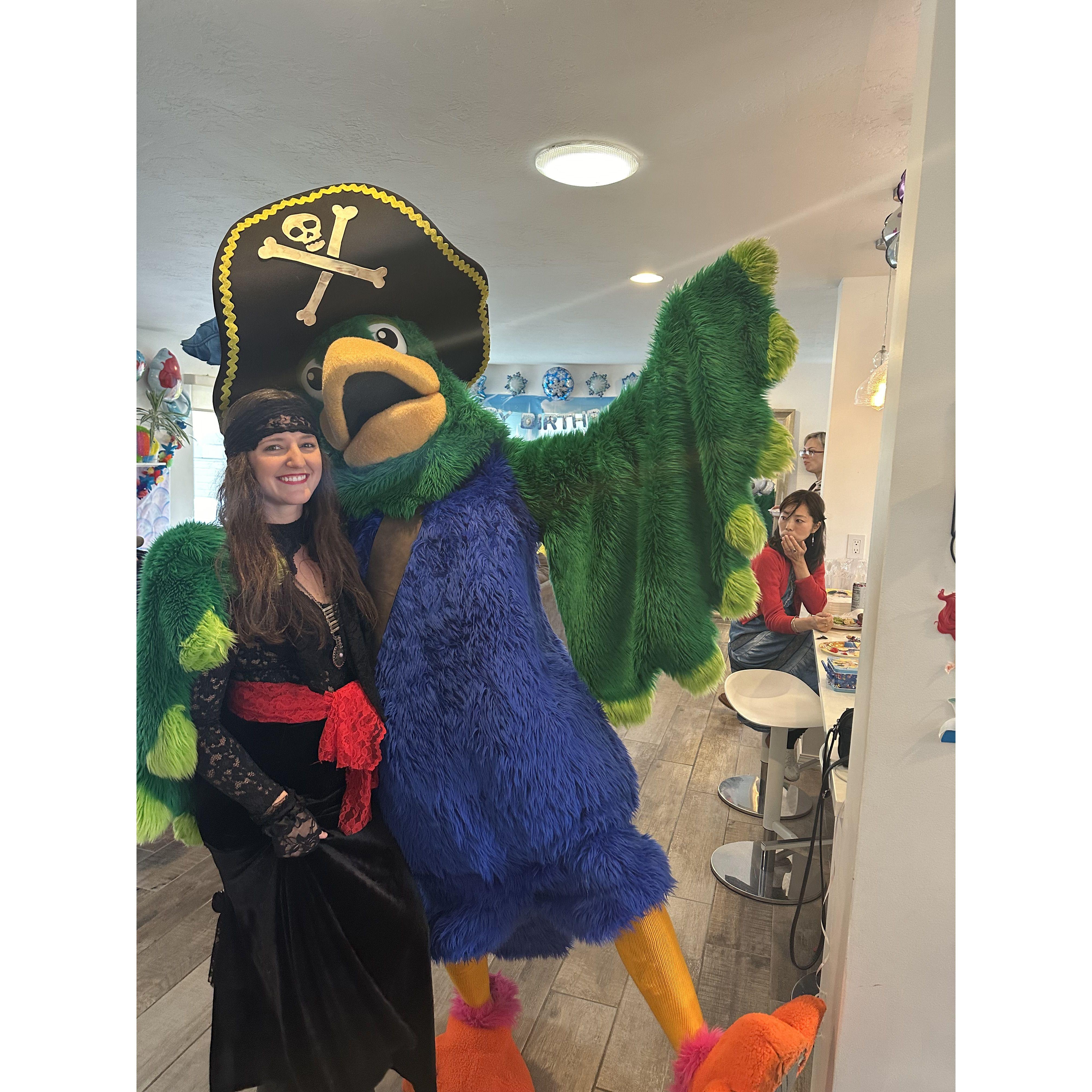 Will & Lynsi - dressed as a pirate parrot and gypsy.