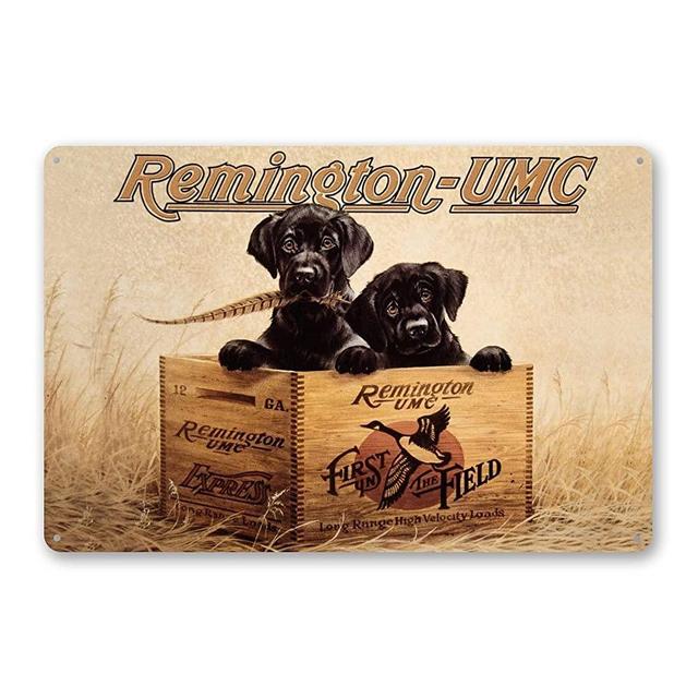 MMOUNT Remington-Umc Tin Signs Gun Vintage Metal Bar Home Decor Dog Sign 8X12Inch
