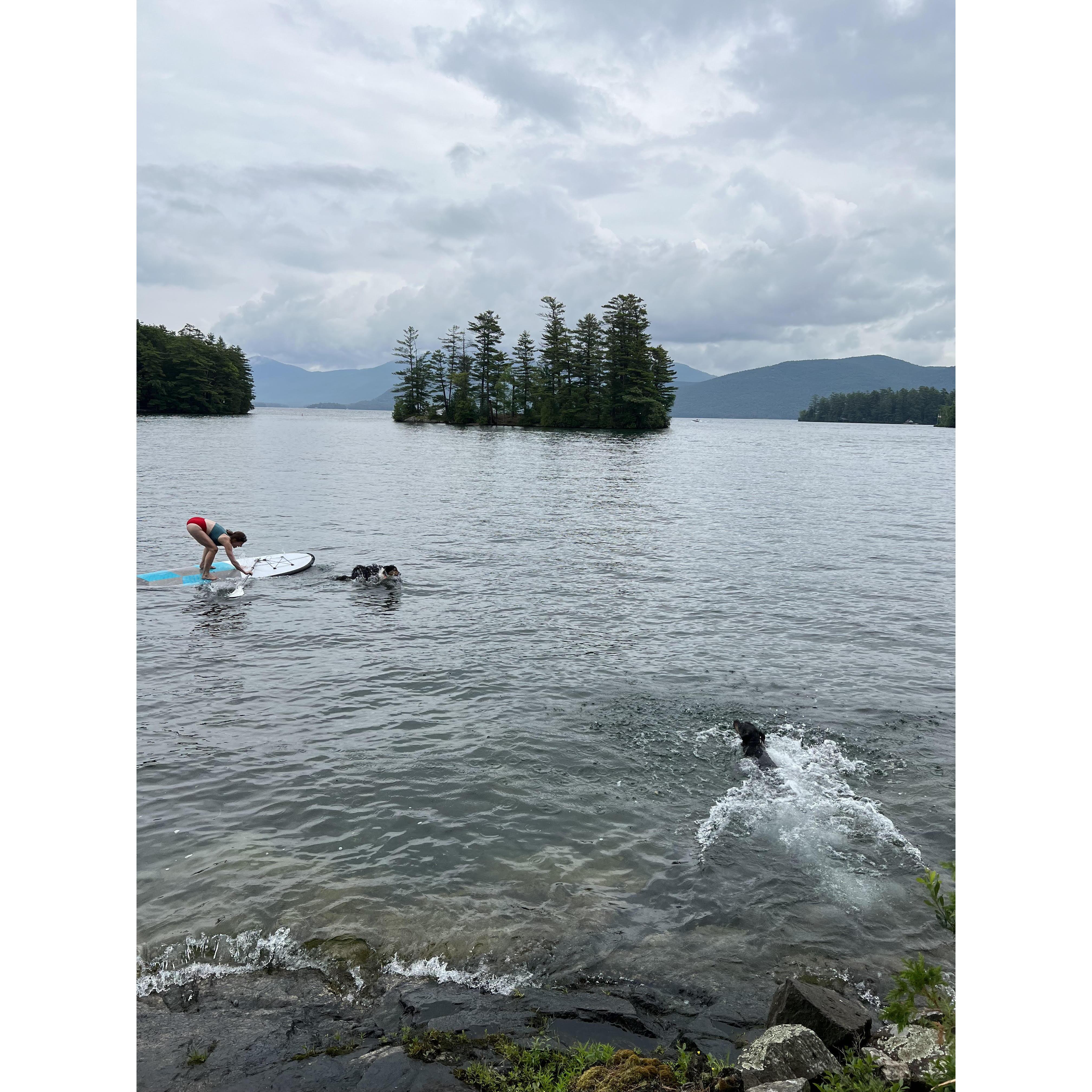 kip learning to swim and milo learning to jump -_-