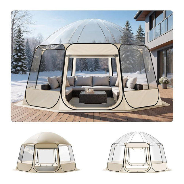 VEVOR Pop up Sports Tent, 8 Sizes Optional Clear Bubble Tent for 1-6 Person, Waterproof Outdoor Pod with Floor Mat & Top Cover, Garden Igloo Dome Tents Camping Shelter for Sports Watching