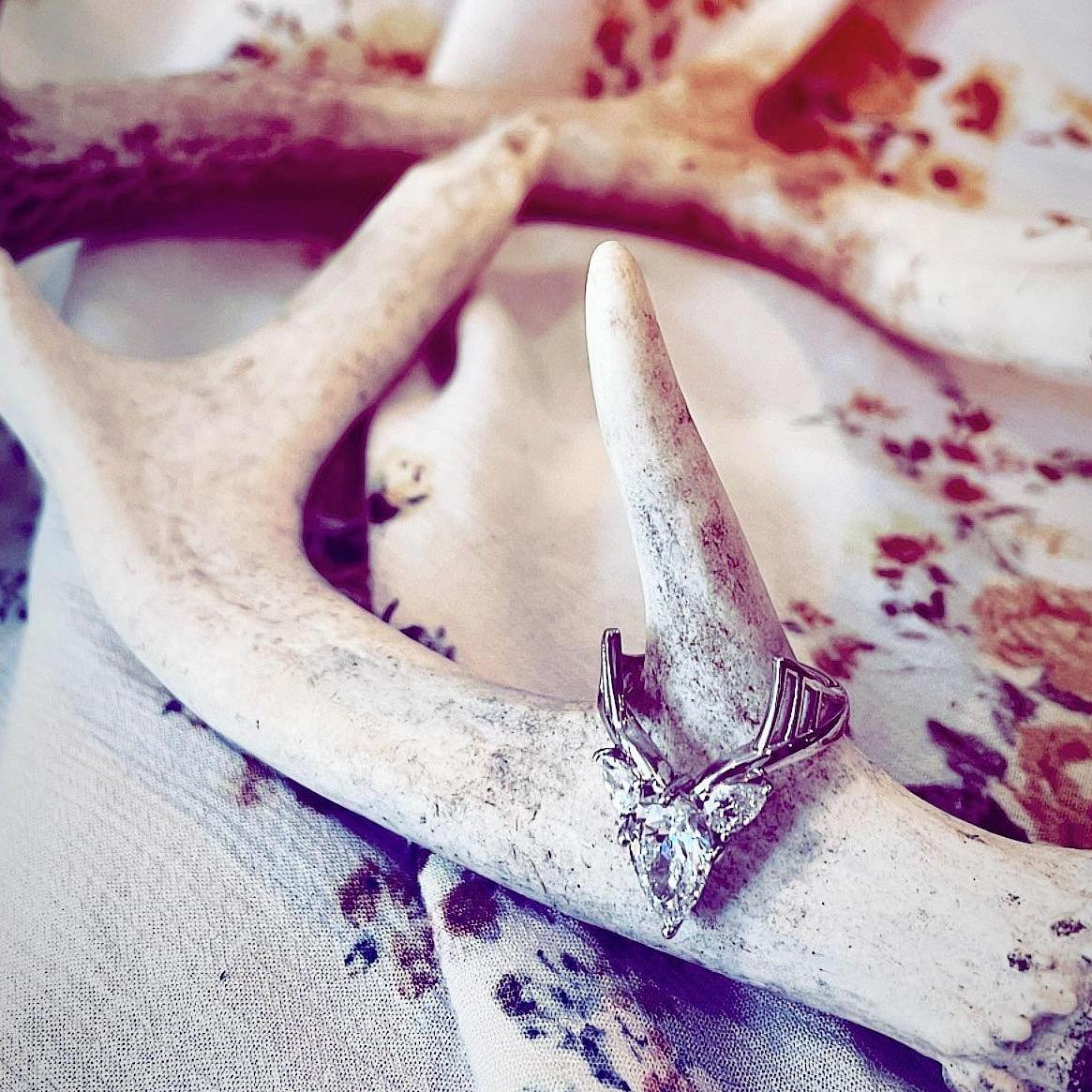 Deer have always held special significance in my life. Dan brilliantly took that into account when designing my ring. Thanks for making me wait an extra three months, Covid until he could pop the Q!