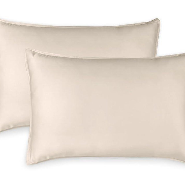 King Pillowcases by Pure Bamboo, Genuine 100% Organic Viscose Derived from Bamboo, Luxuriously Soft & Cooling, Double Stitching, Envelope Closure (2 King Pillowcases, Creme)