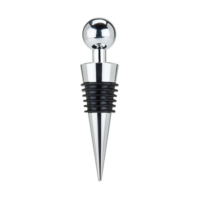 True Sphere Bottle Stopper, Modern Wine Stoppers with Natural Cork for wine bottles, Wine Preserver, Zinc Alloy with a Chrome Finish, set of 1