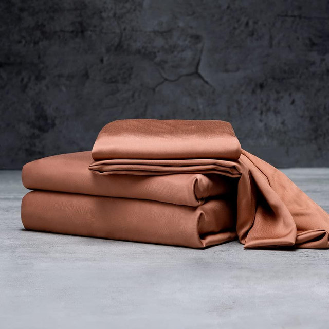 LUXOME Luxury Sheet Set | 100% Viscose from Bamboo | King Size - Terracotta | Deep Pockets | 4-Piece Set (Fitted, Flat, 2 Pillowcases)