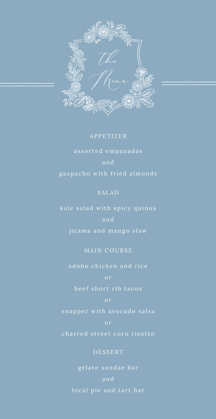 Lilah | Dusty Blue | Zola Wedding Menus