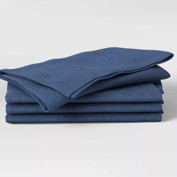 4pk Cotton Easy Care Napkins, Blue