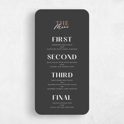 Grey Rounded Wedding Menu - Finneas