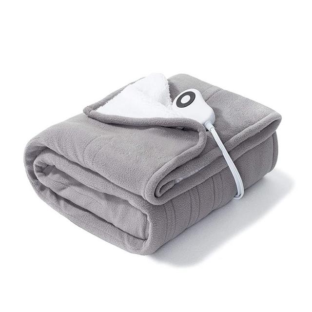 Bedsure Heated Blanket Throw Electric - with 5 Heat Setting, Fast Heating Blanket, 4 H Timer Auto - Off, Super Fuzzy Soft Microfiber Sherpa/Fleece Reversible Throw Blanket, 50 x 60 Inch Grey
