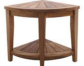 Nordic Style Oiled Teak Corner Stool with...