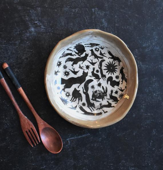 Ceramic Fox Woodland Pasta Bowl Set
