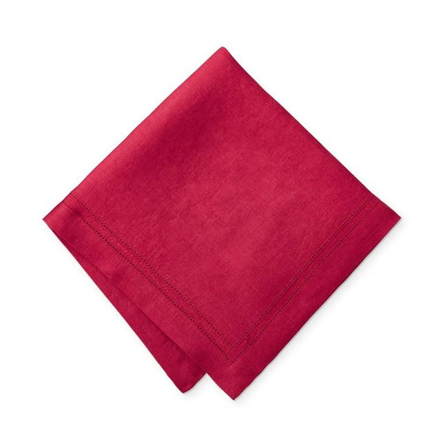 Linen Double Hemstitch Napkins, Set of 4, Red