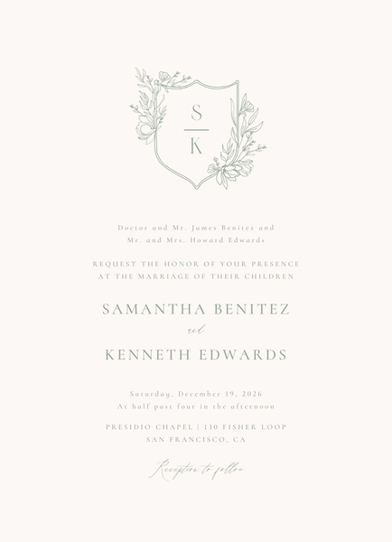Serrano Portrait | Sage | Zola Wedding Invitations