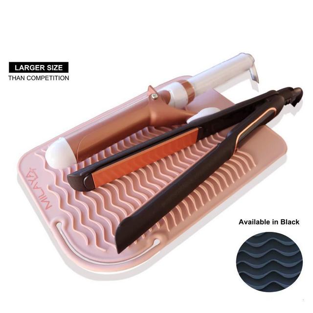 Professional Silicone Heat Resistant Styling Station Mat for All Hair Irons, Curling Iron, Straightener Pad, Iron Flat Hair, Waver, Hair Styling Tools Appliances Hair Dryer Salon Tools Rose Gold Blush