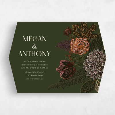 Green Diamond Wedding Invitation - Harlow Landscape