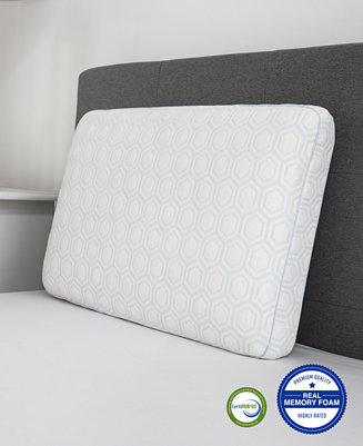 CLOSEOUT! Luxury Gel-Infused Memory Foam Oversized Gusseted Pillow with Heat Reducing COOLcloth Cover and Built-In iCOOL Technology System