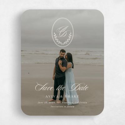 Beige Rounded Wedding Save the Date - Clyde Photo