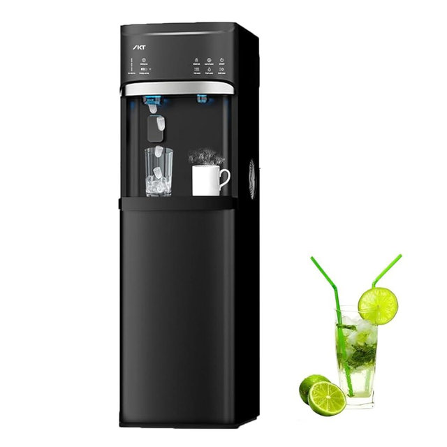 IKT Self Cleaning Water Cooler Dispenser and Ice Maker for 3-5 Gallon Bottom Load 22 lbs Daily Capacity 3 Temperature Settings Black