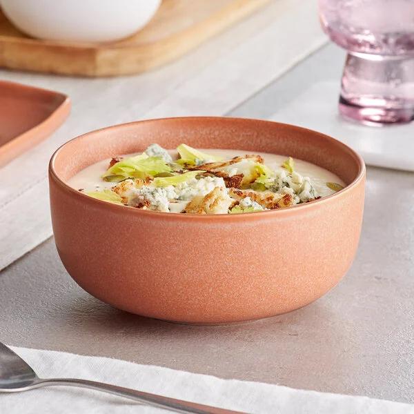 Acopa Pangea 16 oz. Terra Cotta Matte Porcelain Bowl - 24/Case