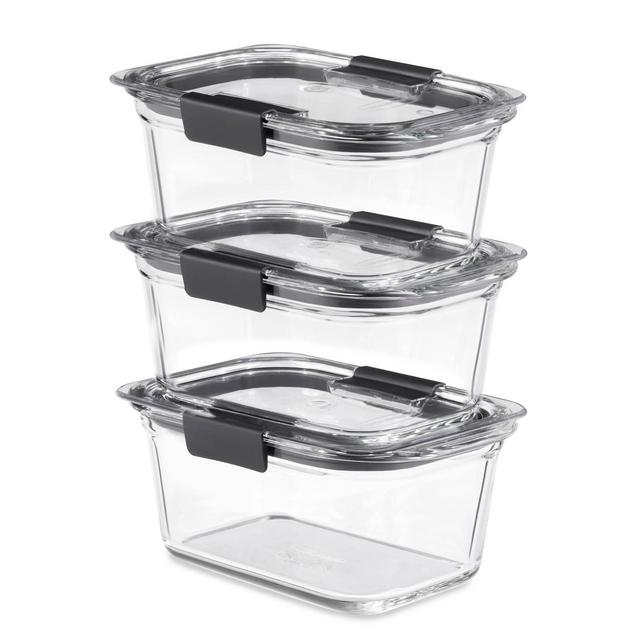 Rubbermaid 6pc Brilliance Glass Food Storage Containers, 4.7 Cup Food Containers with Lids BPA Free and Leak Proof